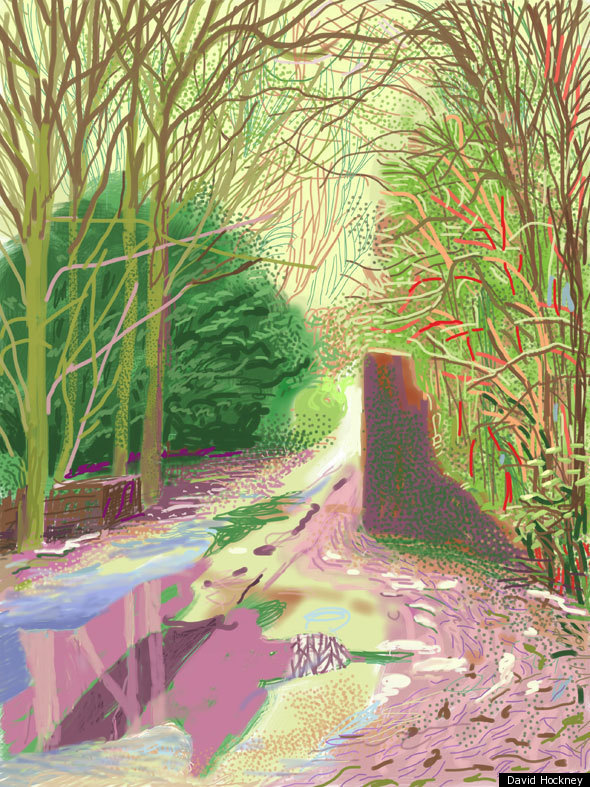 David Hockney "The Arrival of Spring in Woldgate, East Yorkshire in 2011 Quelle: http://www.huffingtonpost.co.uk/2012/01/18/ipad-painting-hockney_n_1213786.html